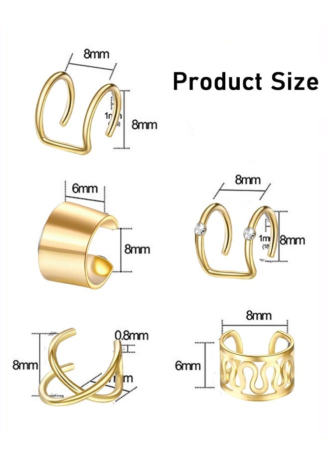 12 Pcs Ear Clip, Non-Piercing Ear Clip Beard Beads Ear Cuffs Clip Hair for Women Men Hair Accessories Styling Jewelry Tools, Gold - Image 2